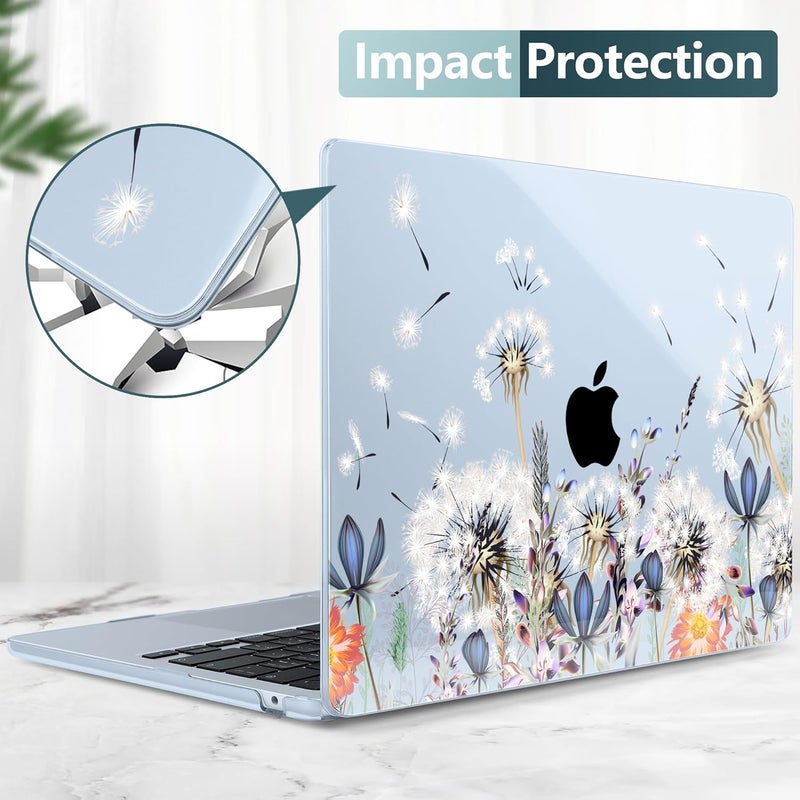 DONGKE for M4 MacBook Air 13.6 Inch Case 2025 2024 2023 2022 Model A3240 A3113 A2681 M3 M2 Chip, Plastic Hard Shell Case Cover with Touch ID for MacBook Air 13 Inch M4 - Dandelion - Image 5